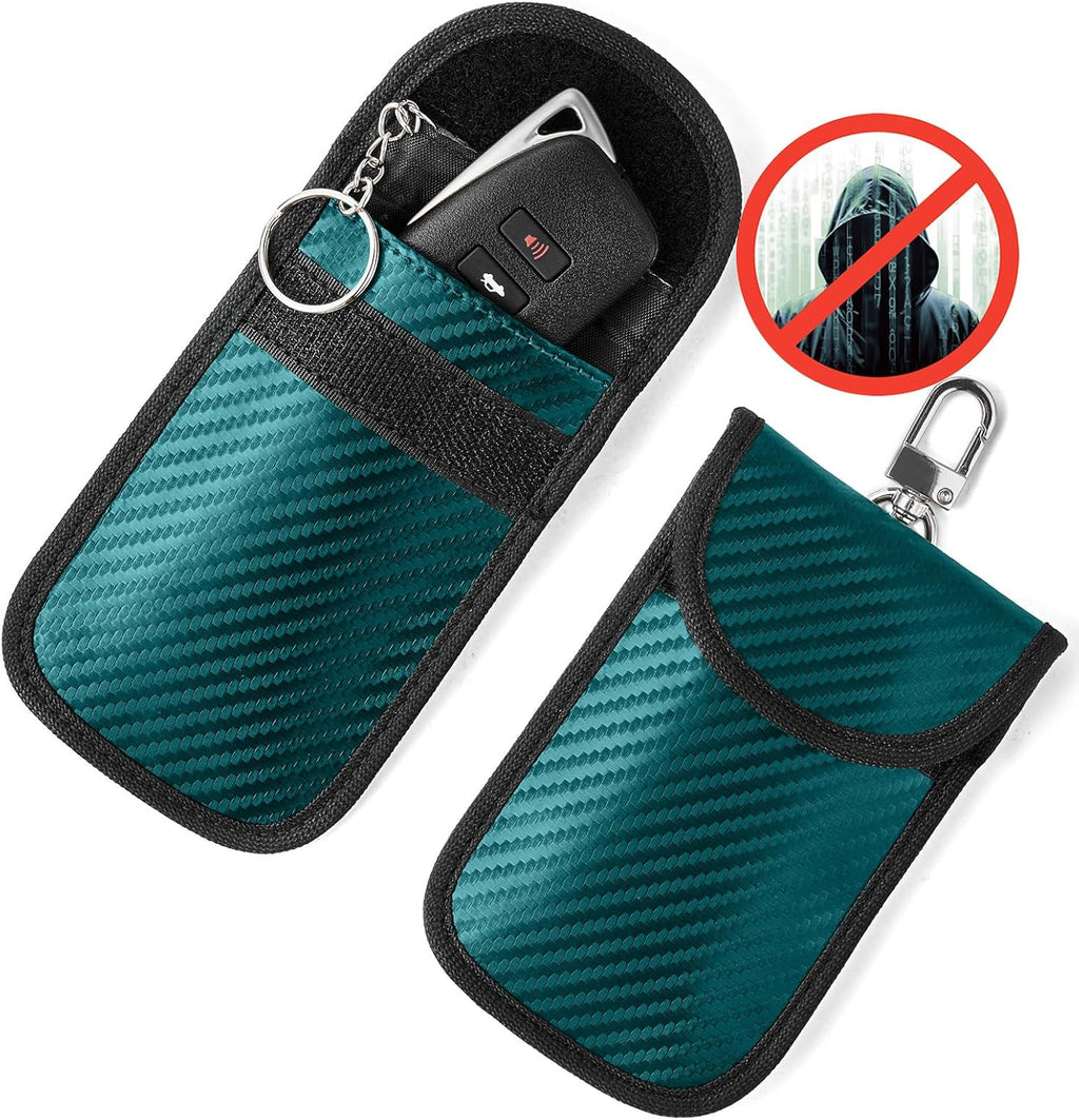 Upgraded Faraday Bag for Key Fob (2 Pack), Premium Faraday Key Fob Protector– Car RFID Signal Blocking, Car Security Protection, Anti-Theft Pouch, Anti-Hacking Case Blocker Green