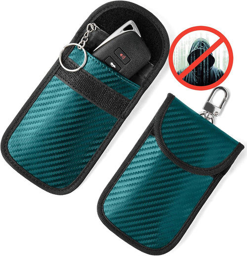 Upgraded Faraday Bag for Key Fob (2 Pack), Premium Faraday Key Fob Protector– Car RFID Signal Blocking, Car Security Protection, Anti-Theft Pouch, Anti-Hacking Case Blocker Green