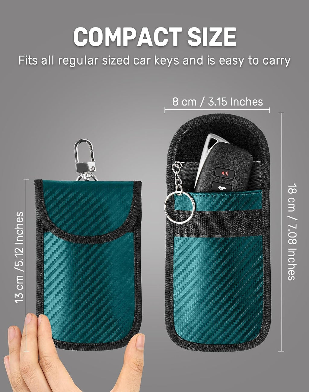 Upgraded Faraday Bag for Key Fob (2 Pack), Premium Faraday Key Fob Protector– Car RFID Signal Blocking, Car Security Protection, Anti-Theft Pouch, Anti-Hacking Case Blocker Green