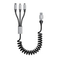 Coiled Multi Charging Cable 4FT [Mfi Certified] 5 in 1 Coiled Charging Cable for Car Coiled Universal Charging Cable USB A/USB C to Lightning(Data, Carplay, 2.4A), Type-C(Charge), Micro Usb(Charge)