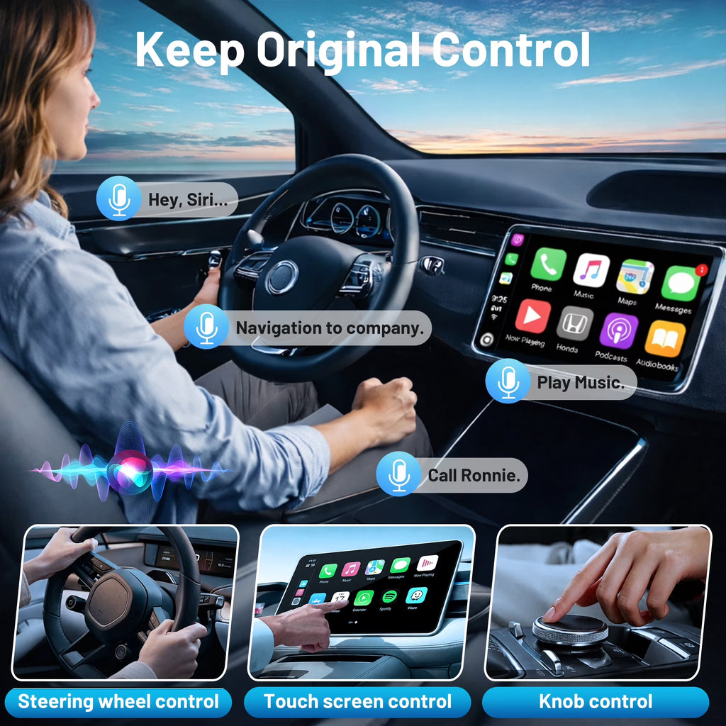 2-In-1 Wireless Carplay & Android Auto Adapter, Converts Wired Carplay to Wireless, Plug and Play Dongle with Stable Auto-Reconnect, Extended Cable and USB-C Converter, for Ios 10+ and Android 12+
