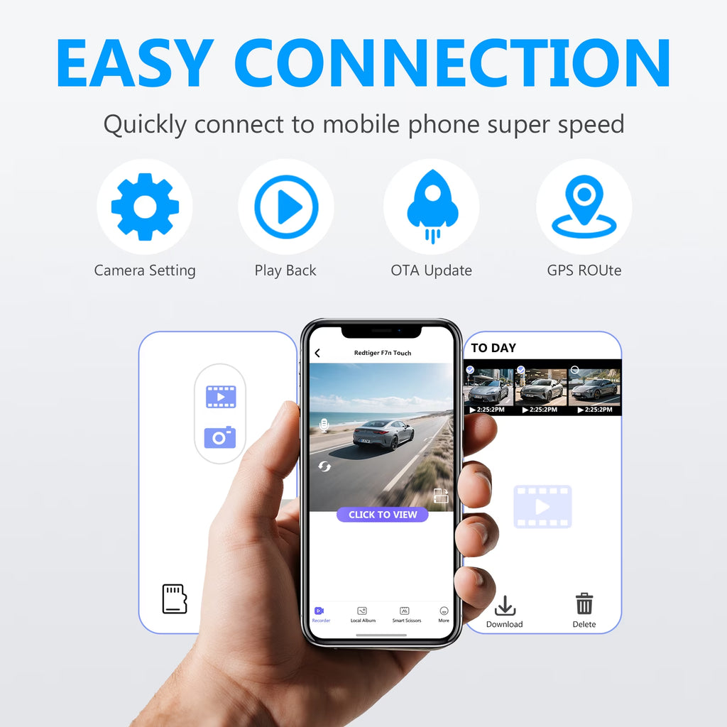 4K Dash Cam Front and Rear Inside,4K+1080 Full HD Dash Camera,Starvis 2 Sensor,Built in 5Ghz Wifi & GPS Car Camera,2.4" IPS Screen, 64GB SD Card,App Control,170°Wide Angle, 24H Parking Mode